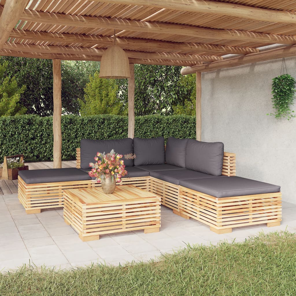 5-Tlg. Garten-Lounge-Set Mit Kissen Massivholz Teak
