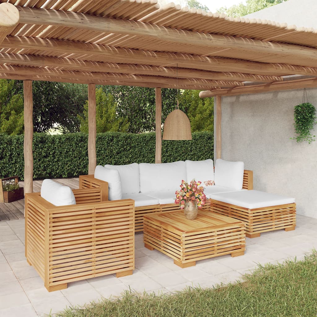 5-Tlg. Garten-Lounge-Set Mit Kissen Massivholz Teak
