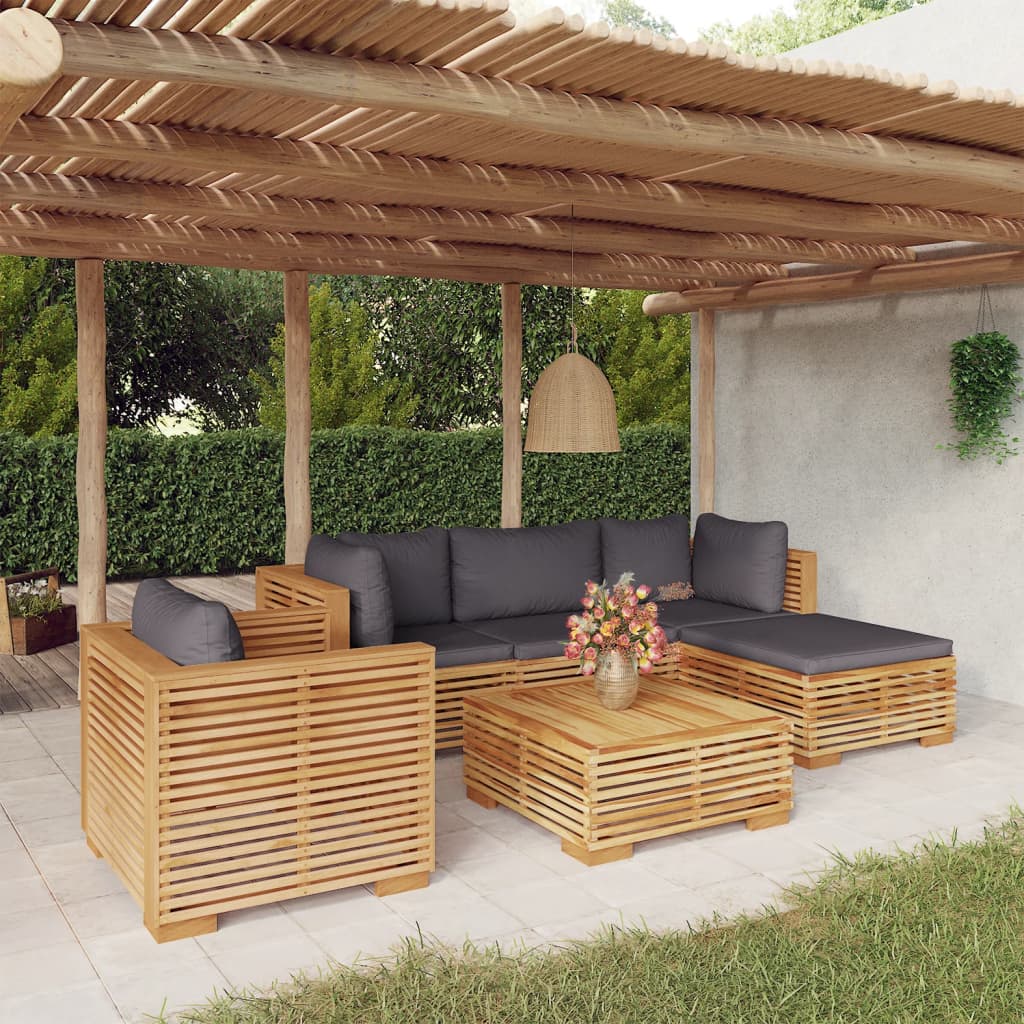 5-Tlg. Garten-Lounge-Set Mit Kissen Massivholz Teak