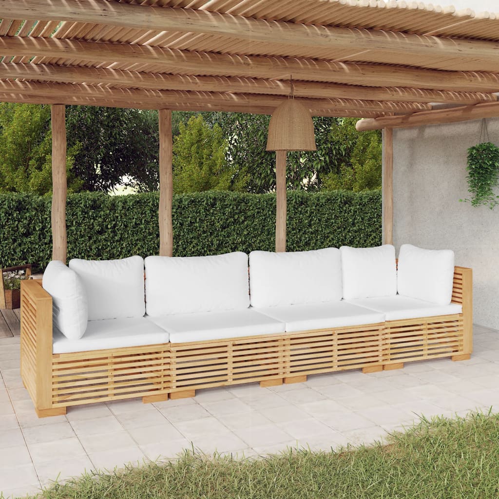 5-Tlg. Garten-Lounge-Set Mit Kissen Massivholz Teak