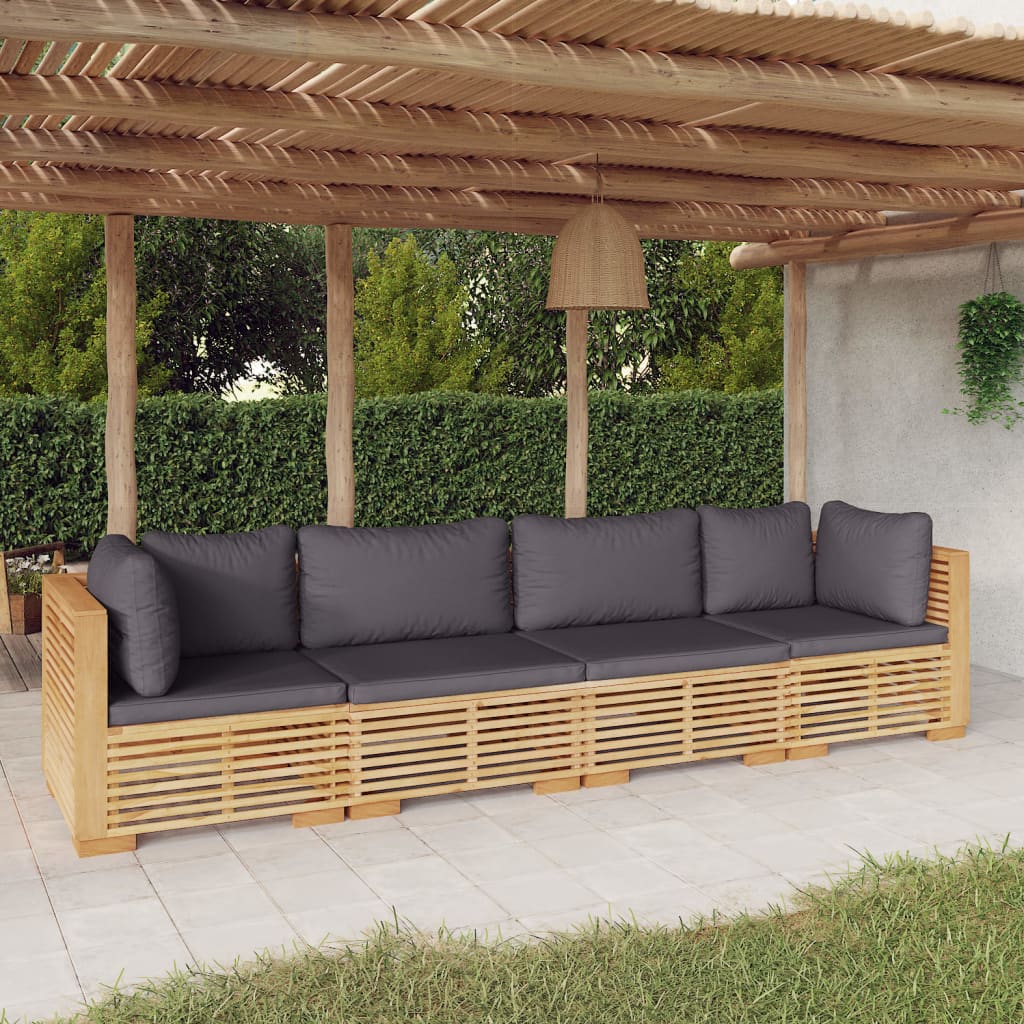 5-Tlg. Garten-Lounge-Set Mit Kissen Massivholz Teak