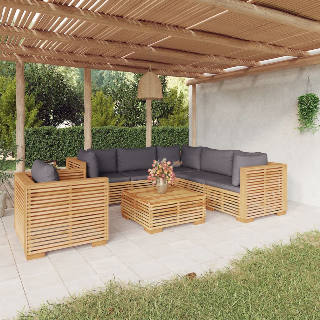 5-Tlg. Garten-Lounge-Set Mit Kissen Massivholz Teak