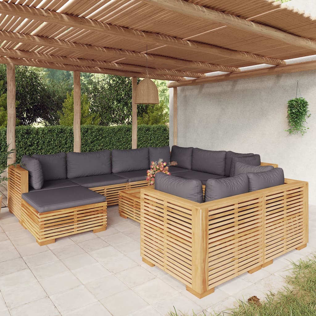 5-Tlg. Garten-Lounge-Set Mit Kissen Massivholz Teak
