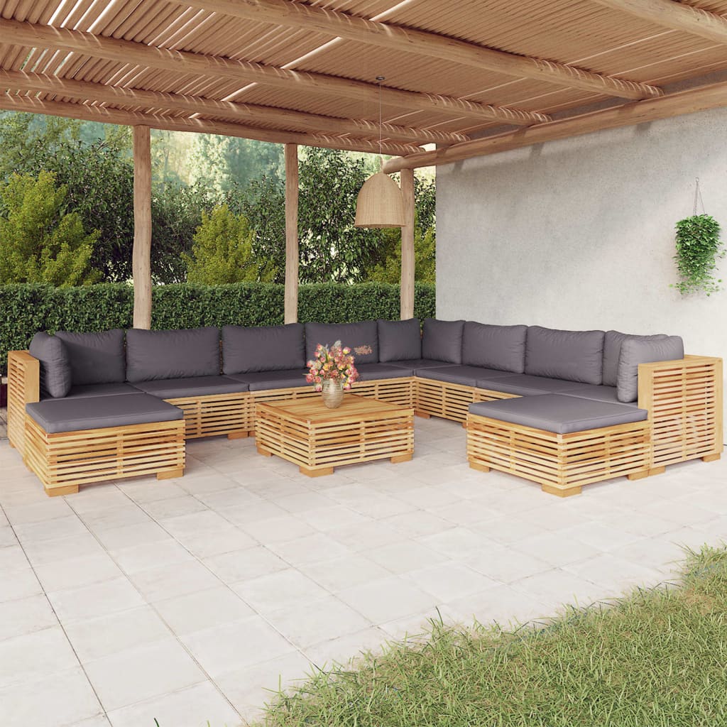 5-Tlg. Garten-Lounge-Set Mit Kissen Massivholz Teak