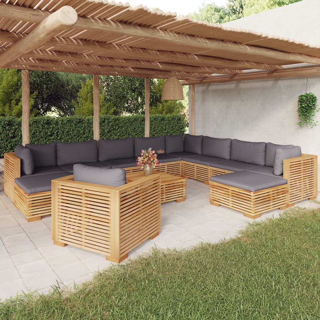 5-Tlg. Garten-Lounge-Set Mit Kissen Massivholz Teak
