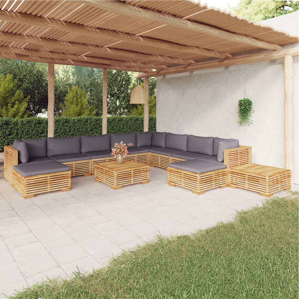 5-Tlg. Garten-Lounge-Set Mit Kissen Massivholz Teak