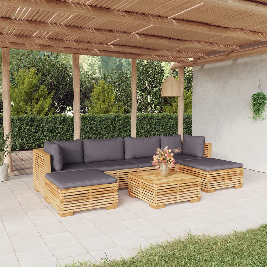 5-Tlg. Garten-Lounge-Set Mit Kissen Massivholz Teak