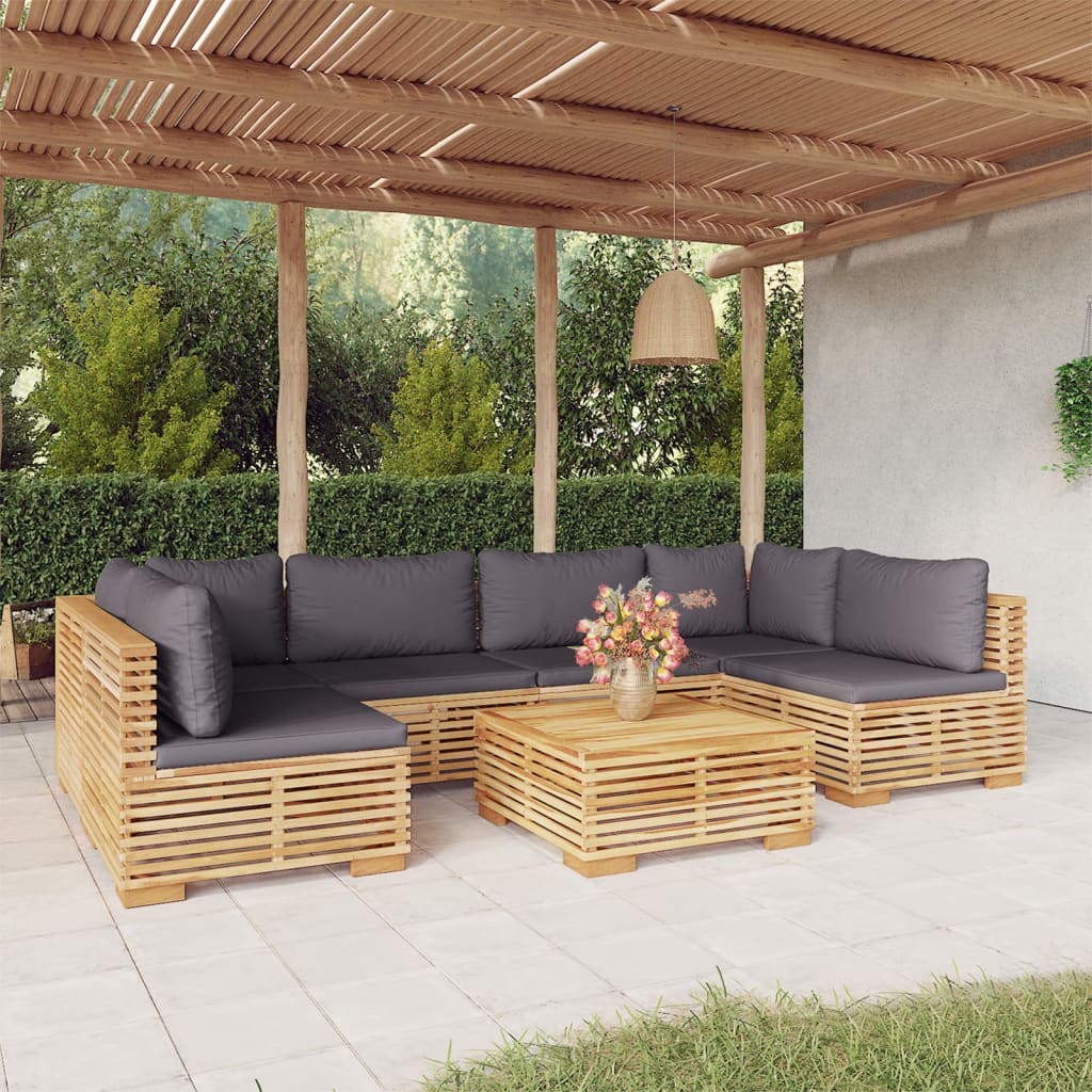 5-Tlg. Garten-Lounge-Set Mit Kissen Massivholz Teak