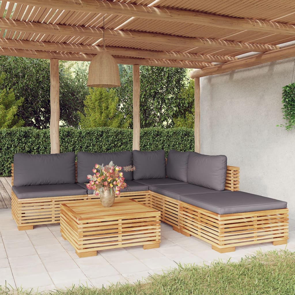 5-Tlg. Garten-Lounge-Set Mit Kissen Massivholz Teak