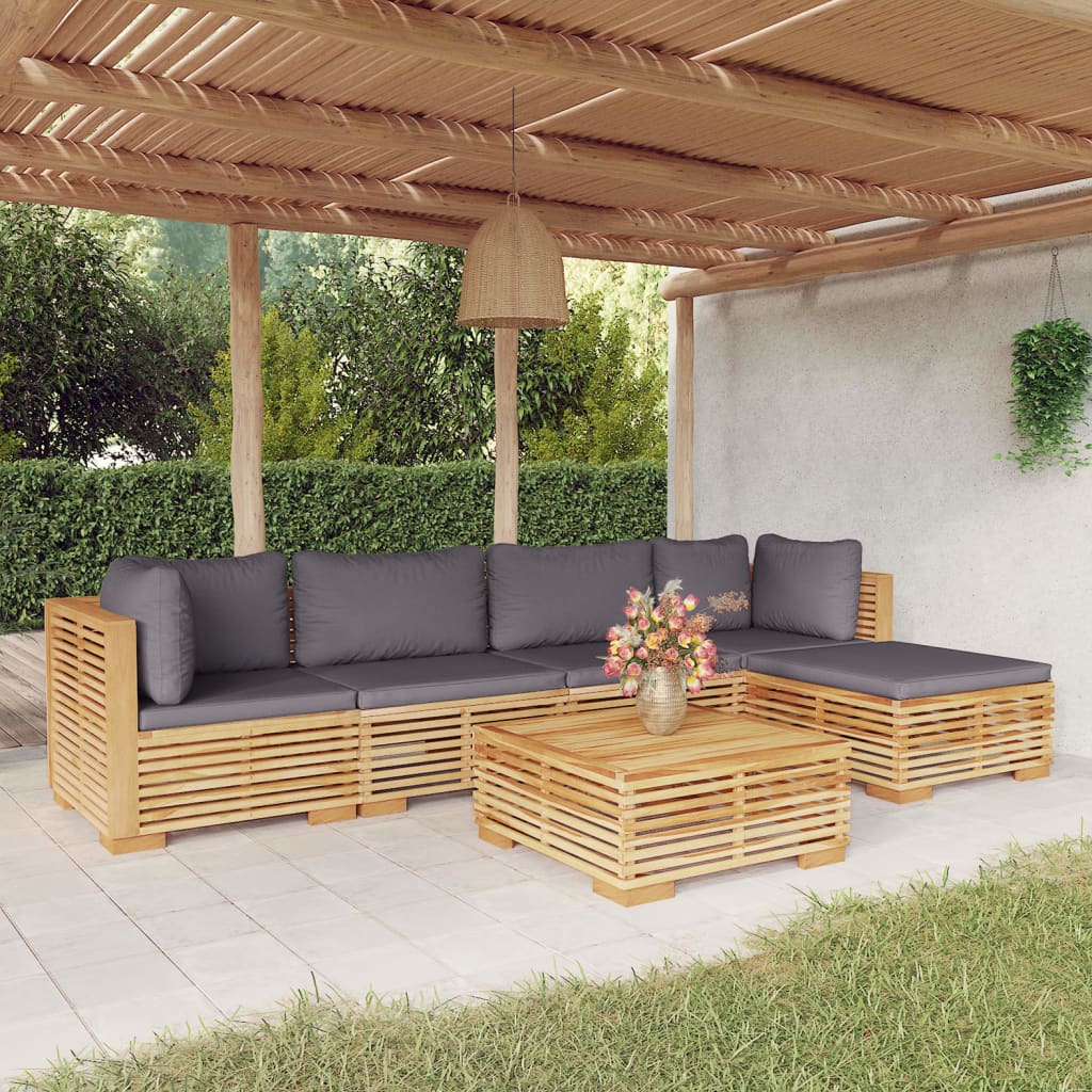 5-Tlg. Garten-Lounge-Set Mit Kissen Massivholz Teak