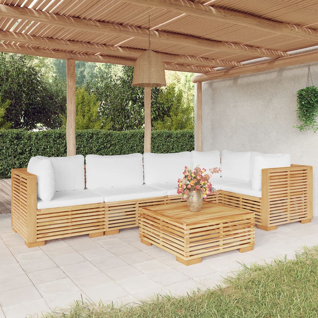 5-Tlg. Garten-Lounge-Set Mit Kissen Massivholz Teak
