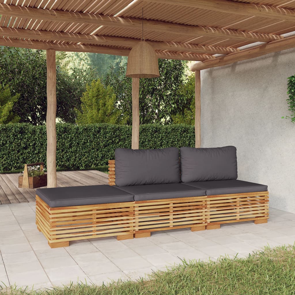 5-Tlg. Garten-Lounge-Set Mit Kissen Massivholz Teak