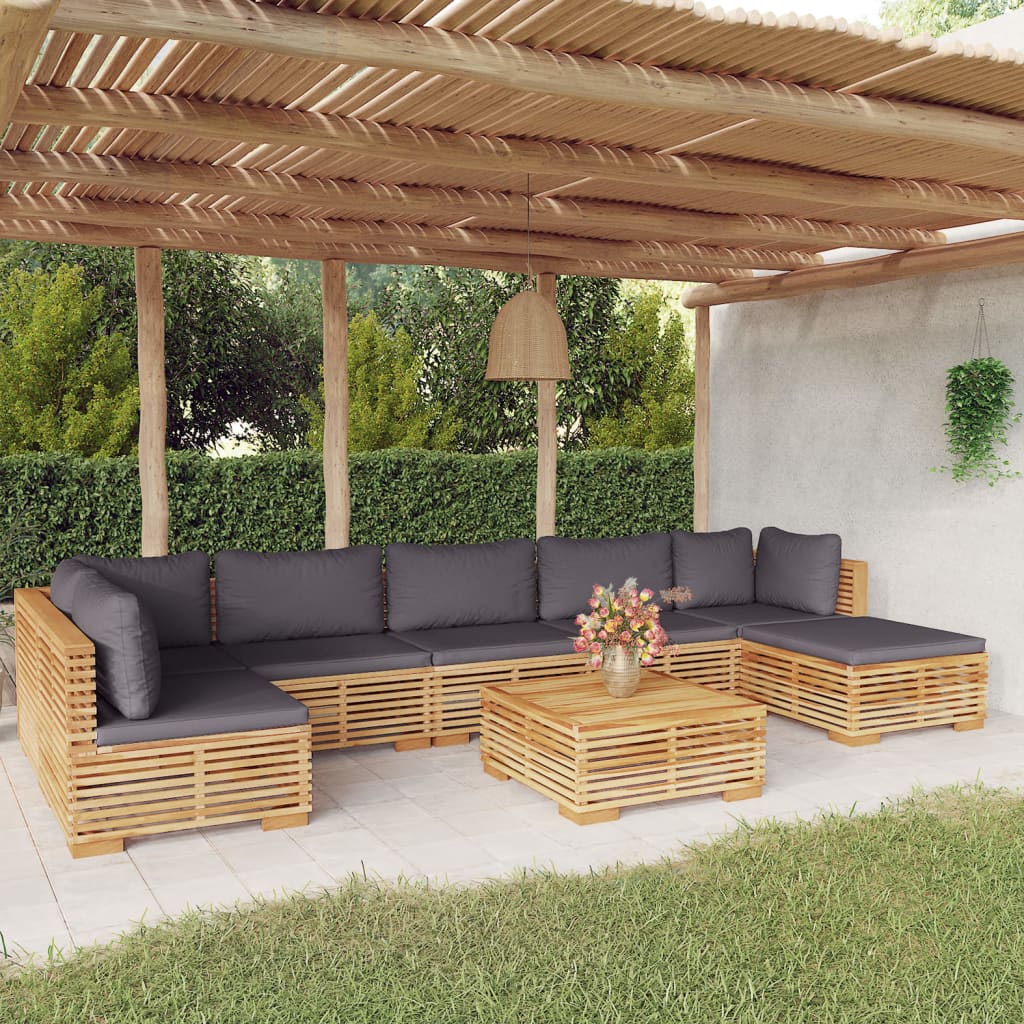 5-Tlg. Garten-Lounge-Set Mit Kissen Massivholz Teak