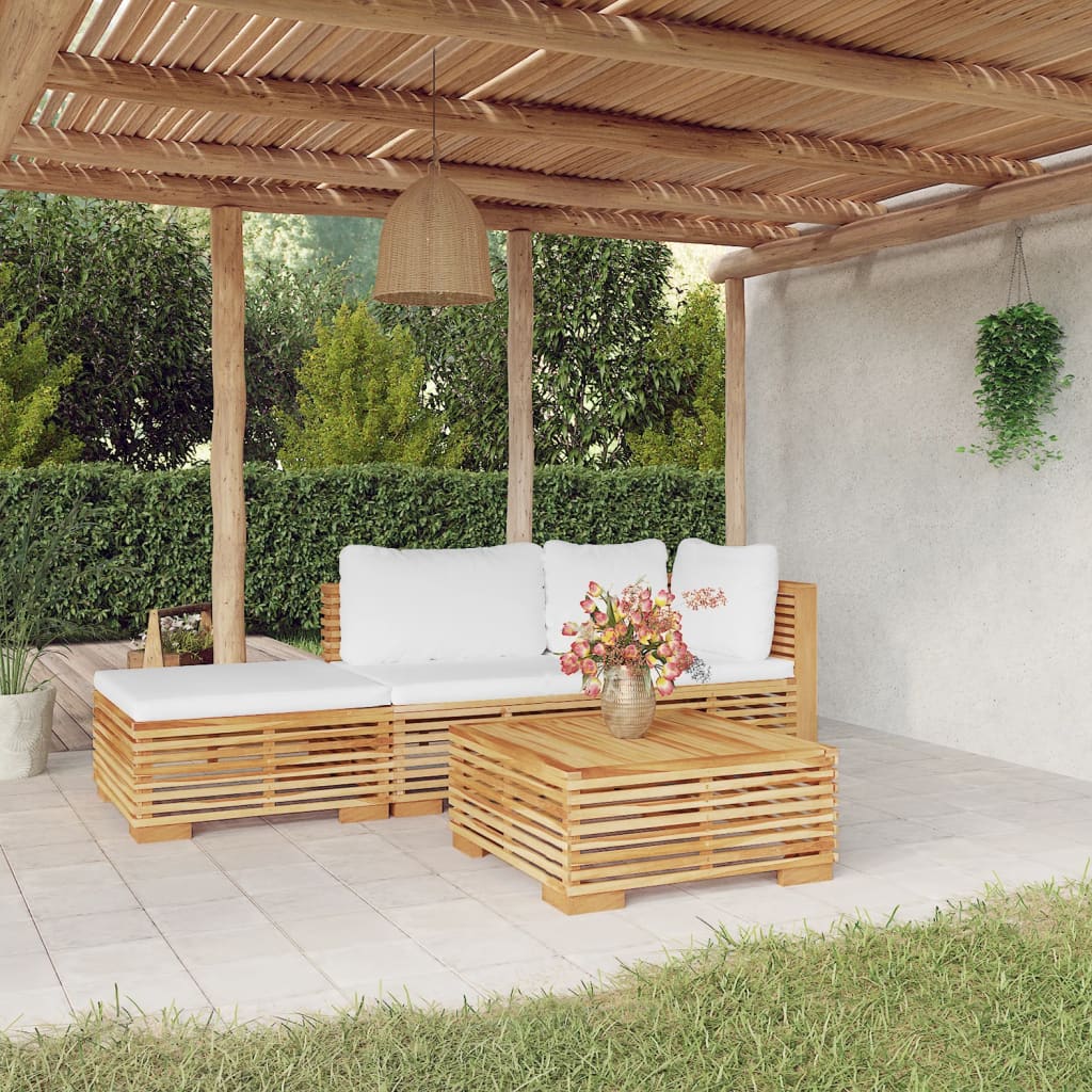 5-Tlg. Garten-Lounge-Set Mit Kissen Massivholz Teak