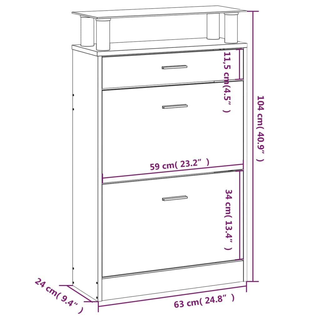 Schuhschrank 63X24X104 Cm Holzwerkstoff