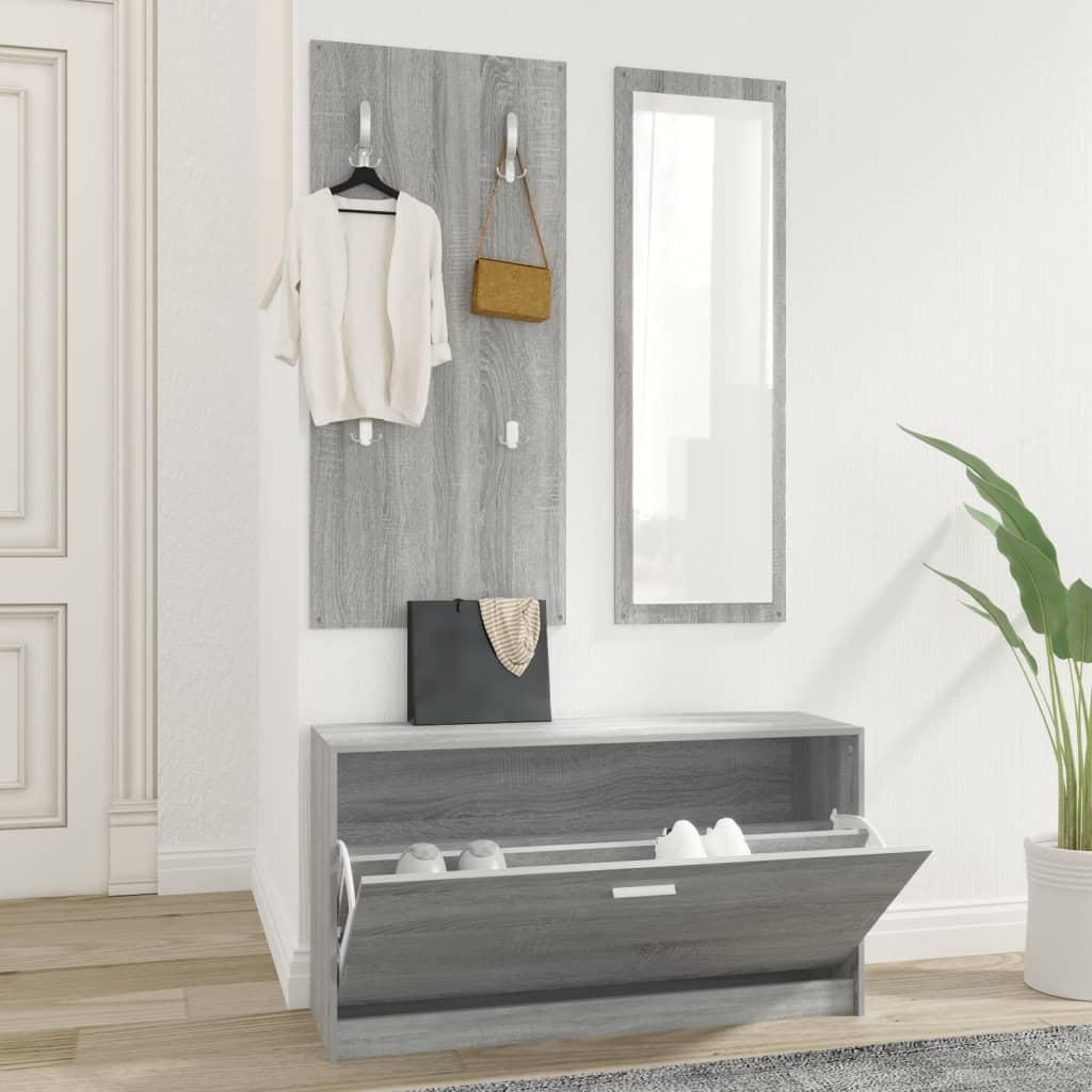 3-Tlg. Flurmöbel-Set Braun Eichen-Optik Holzwerkstoff