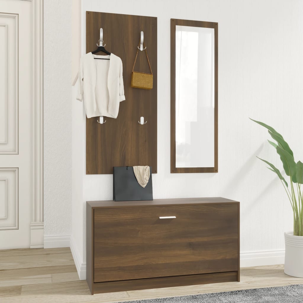 3-Tlg. Flurmöbel-Set Braun Eichen-Optik Holzwerkstoff