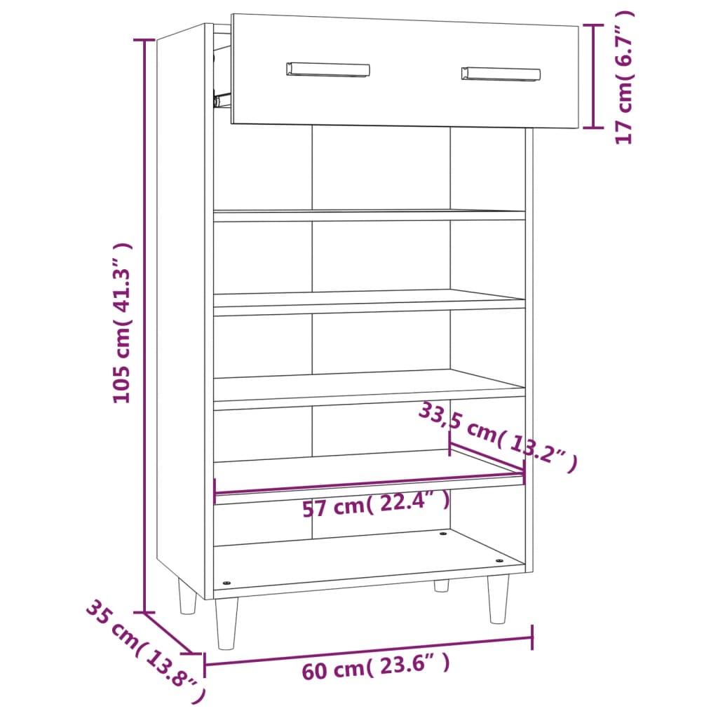 Schuhschrank 60X35X105 Cm Holzwerkstoff