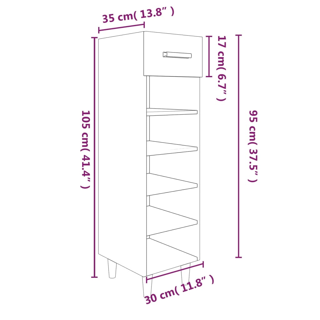 Schuhschrank 30X35X105 Cm Holzwerkstoff