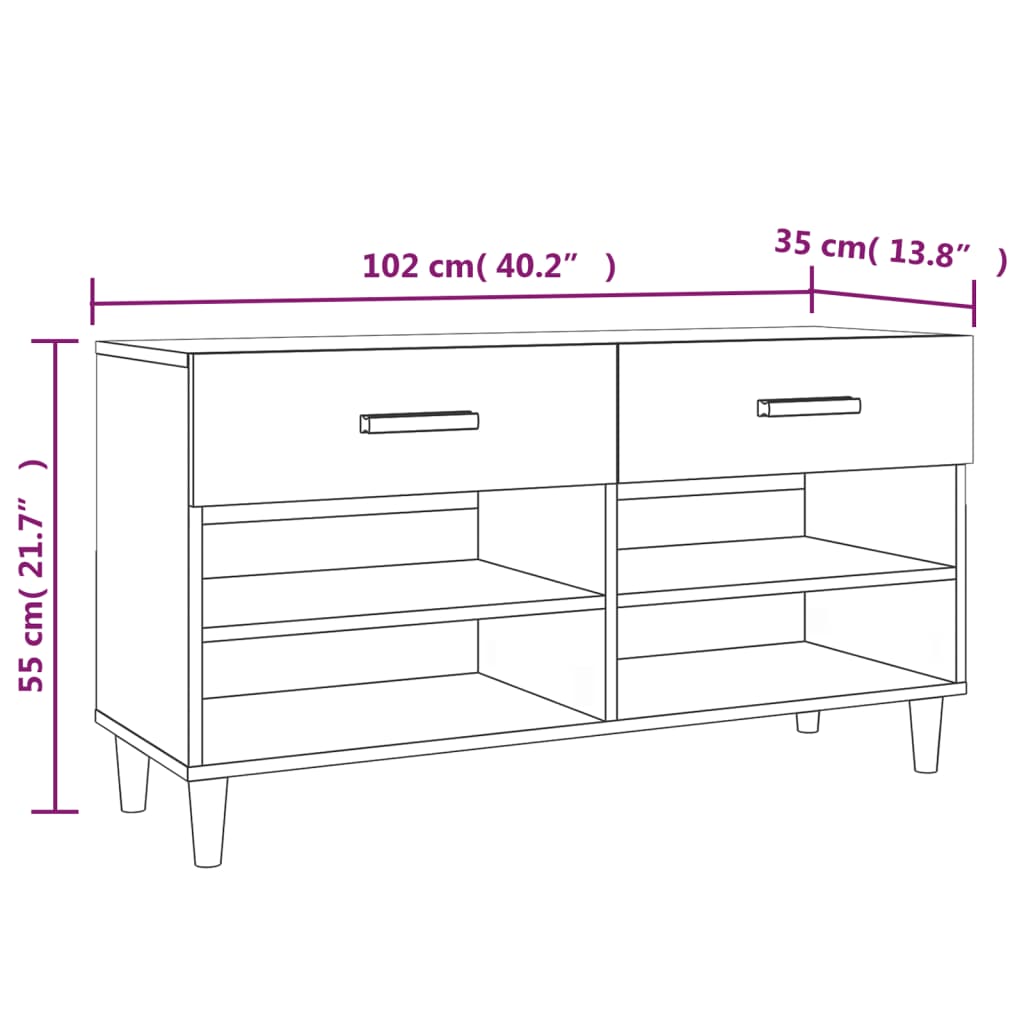 Schuhschrank 102X35X55 Cm Holzwerkstoff