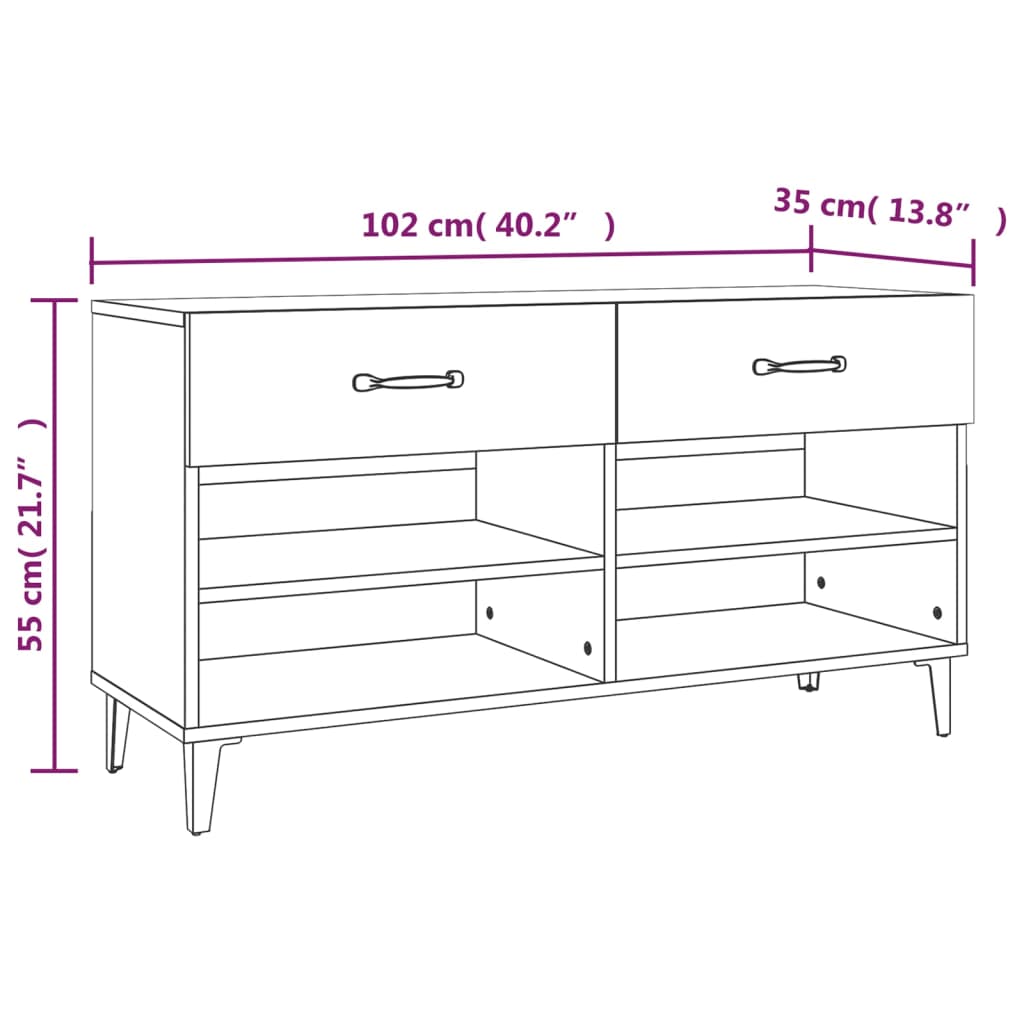 Schuhschrank Sonoma-Eiche 102X35X55 Cm Holzwerkstoff
