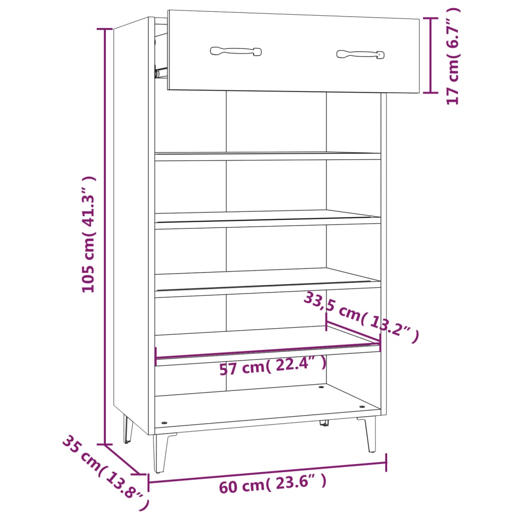 Schuhschrank 60X35X105 Cm Holzwerkstoff