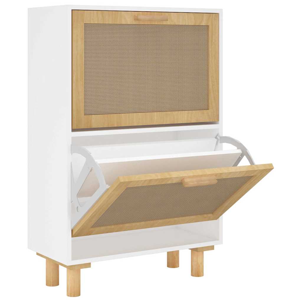 Schuhschrank 52X25X Holzwerkstoff & Rattan Natur
