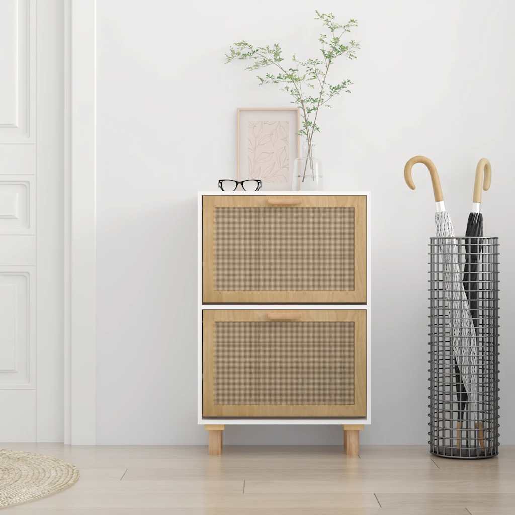 Schuhschrank 52X25X Holzwerkstoff & Rattan Natur