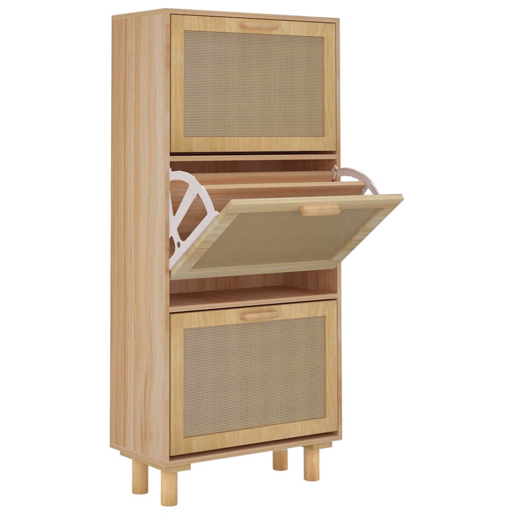 Schuhschrank 52X25X Holzwerkstoff & Rattan Natur