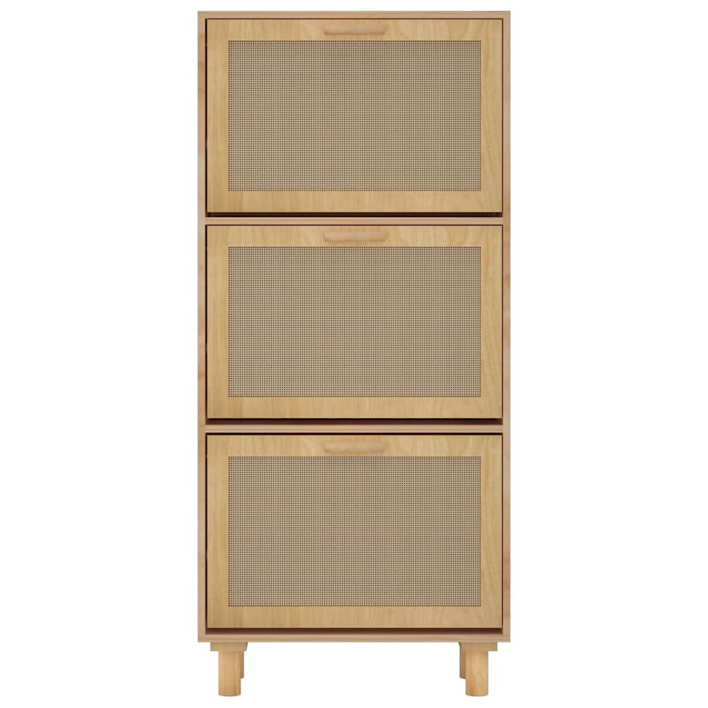 Schuhschrank 52X25X Holzwerkstoff & Rattan Natur