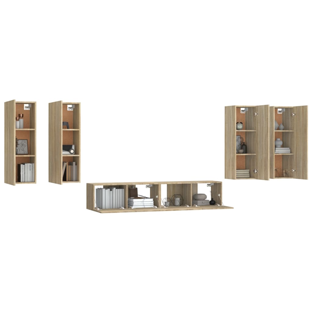 6-Tlg. Tv-Schrank-Set Sonoma-Eiche Holzwerkstoff