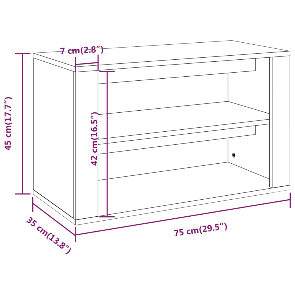 Schuhregal 75X35X45 Cm Holzwerkstoff