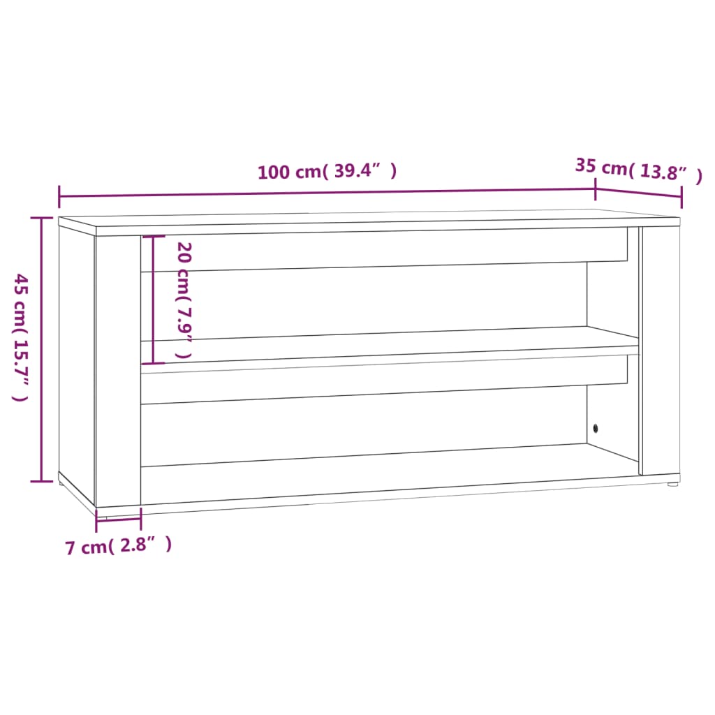 Schuhregal 100X35X45 Cm Holzwerkstoff