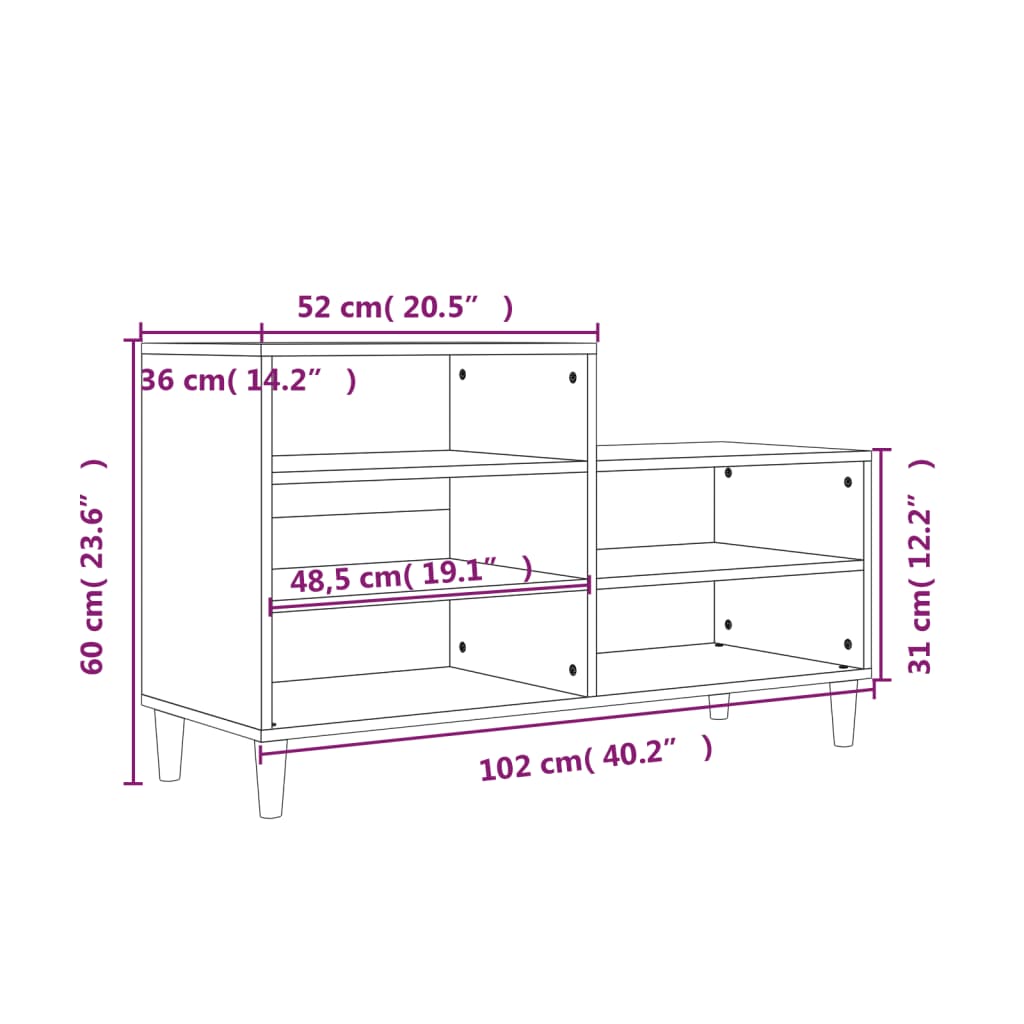Schuhregal 102X36X60 Cm Holzwerkstoff