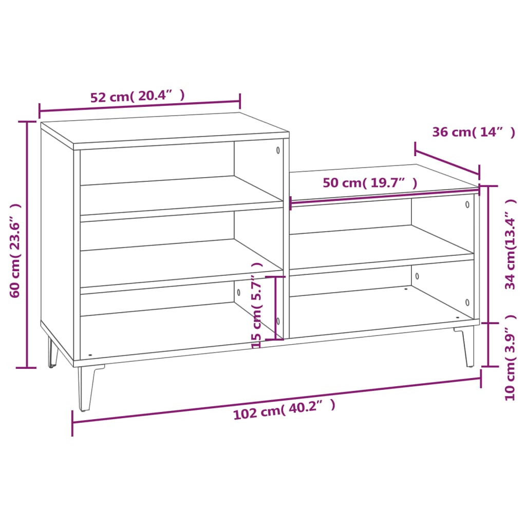 Schuhregal 102X36X60 Cm Holzwerkstoff