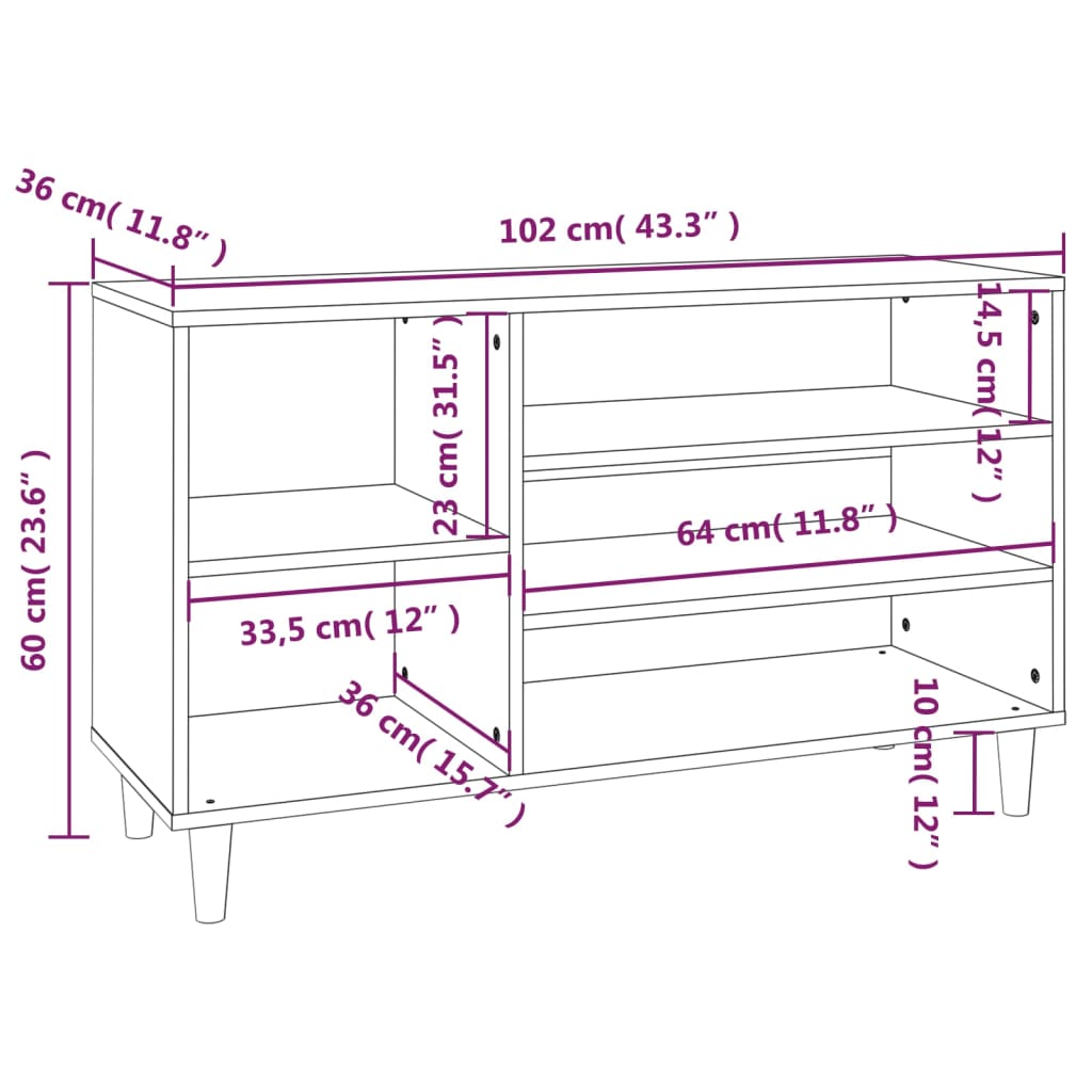 Schuhregal 102X36X60 Cm Holzwerkstoff