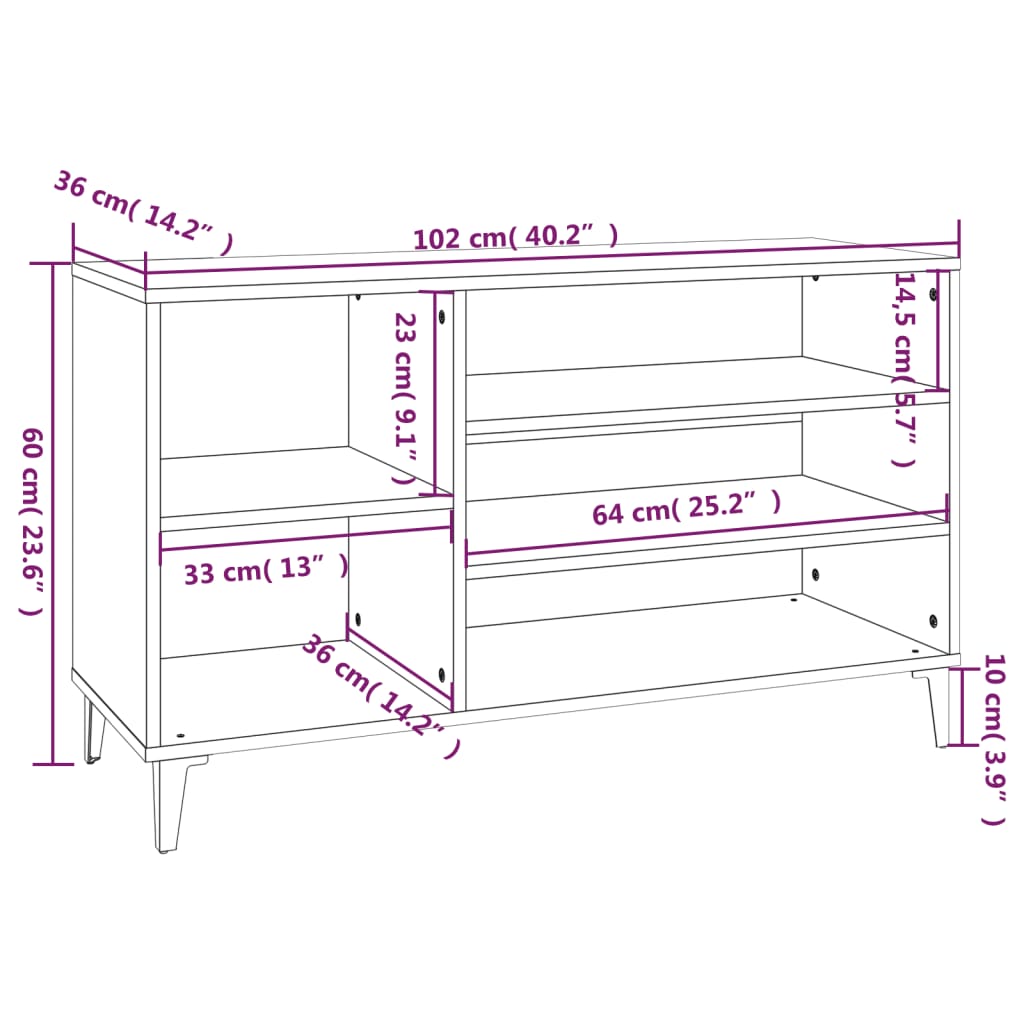 Schuhregal 102X36X60 Cm Holzwerkstoff