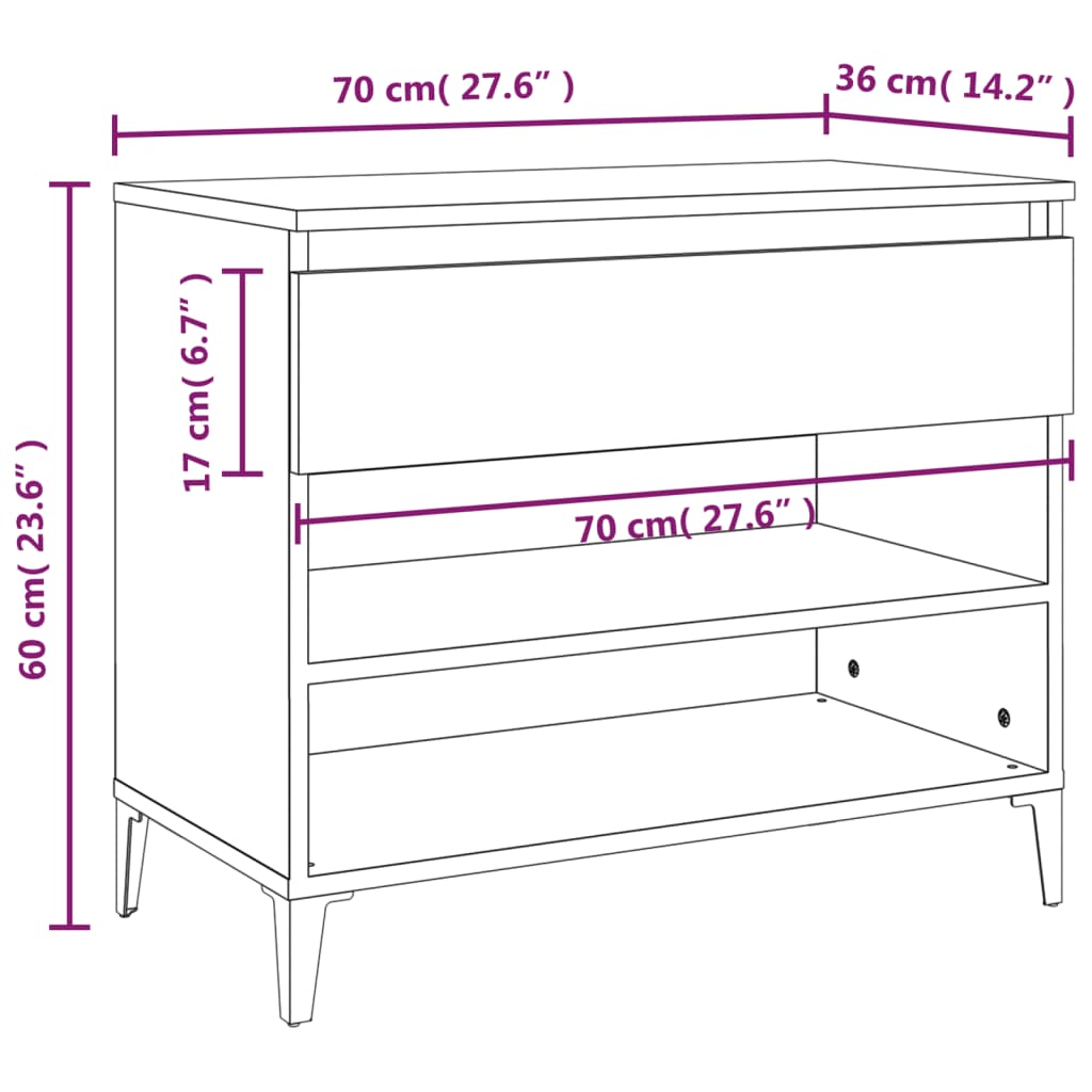 Schuhregal 70X36X60 Cm Holzwerkstoff