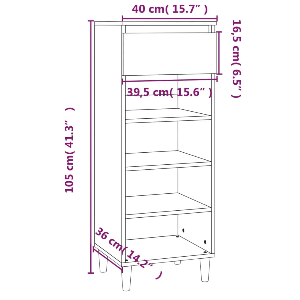 Schuhschrank 40X36X105 Cm Holzwerkstoff