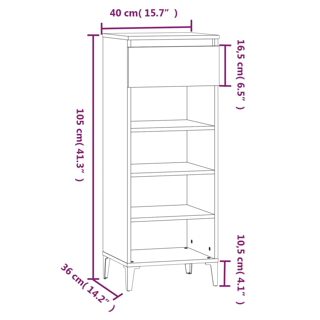 Schuhregal 40X36X105 Cm Holzwerkstoff