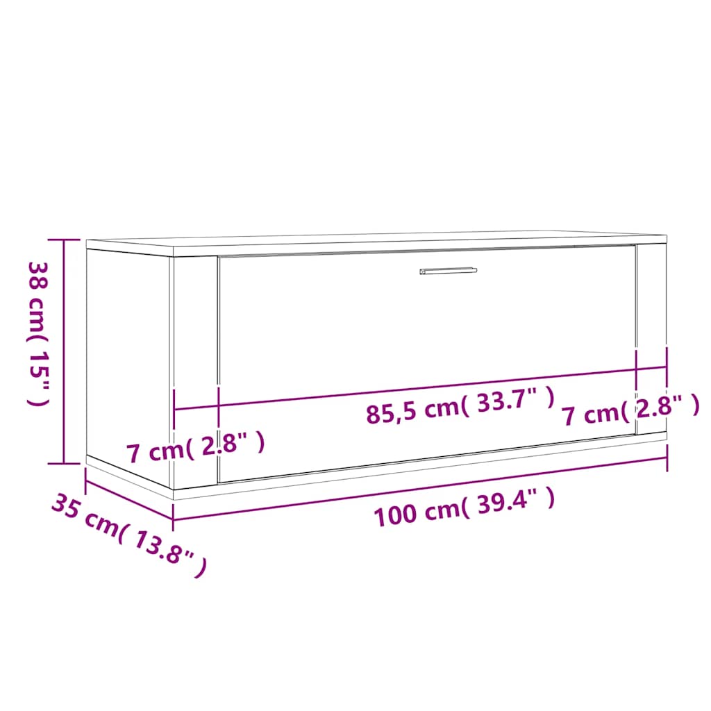 Wand-Schuhschrank 100X35X38 Cm Holzwerkstoff