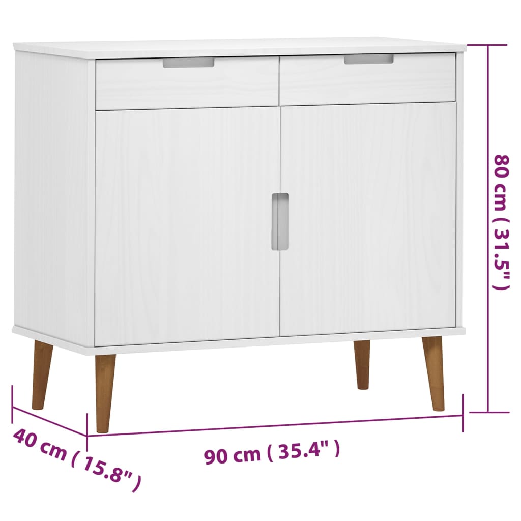 Sideboard Molde 90X40X80 Cm Massivholz Kiefer