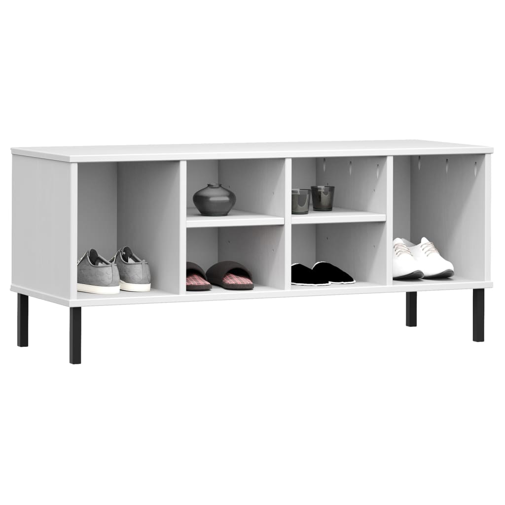 Schuhregal Oslo Mit Metallbeinen 106X35X45 Cm Massivholz