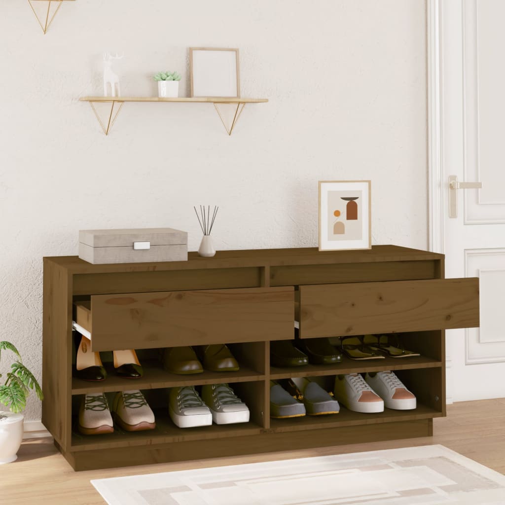Schuhregal 110X34X52 Cm Massivholz Kiefer