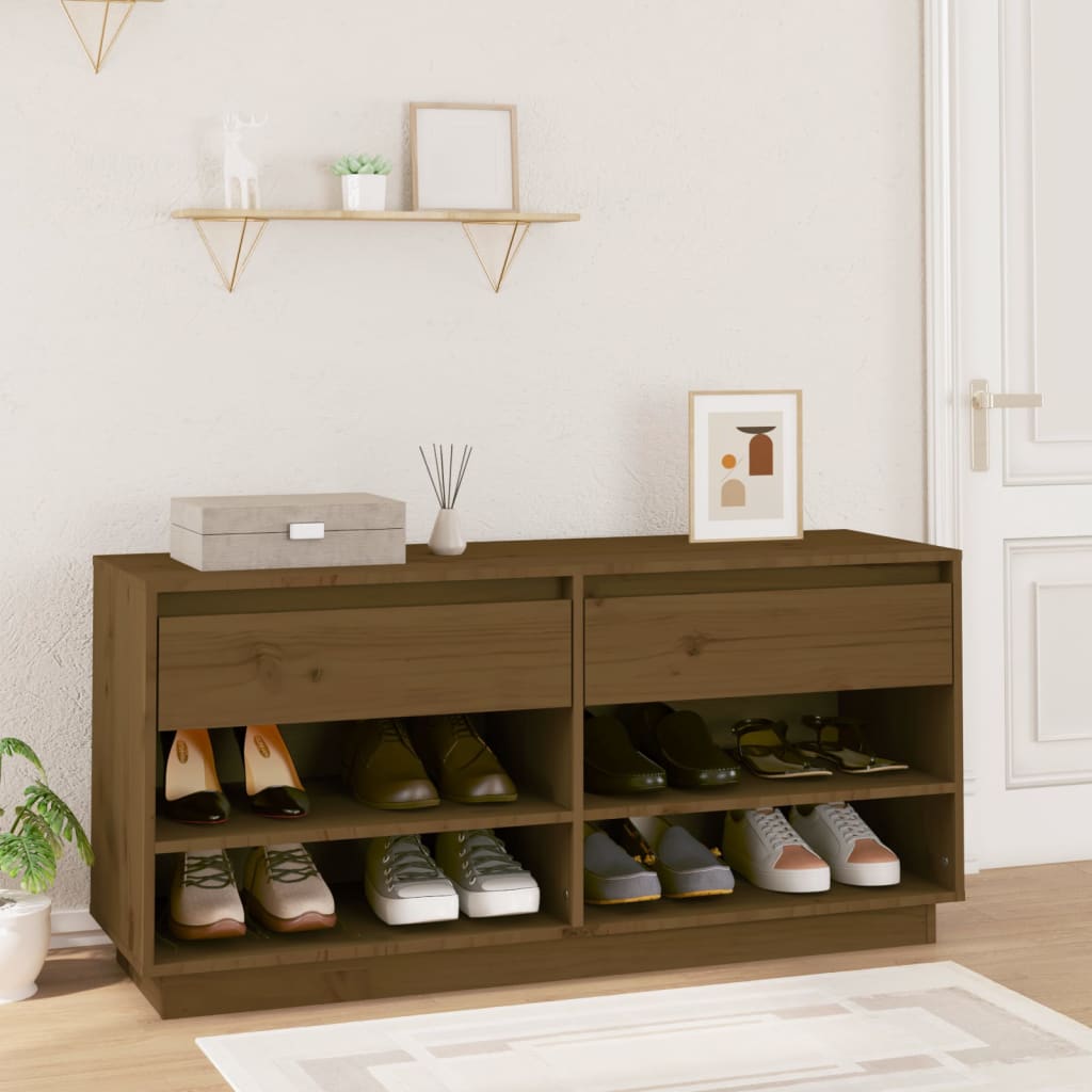 Schuhregal 110X34X52 Cm Massivholz Kiefer