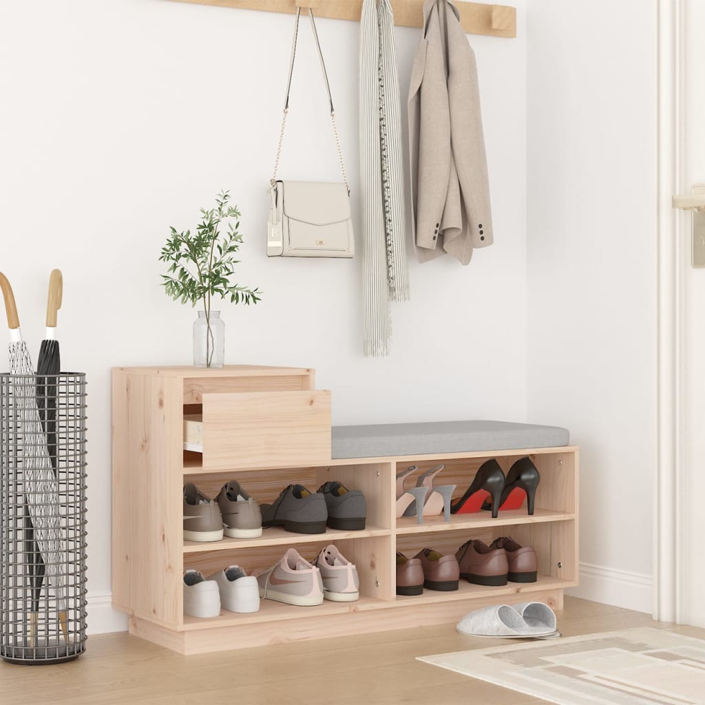 Schuhregal 110X34X61 Cm Massivholz Kiefer