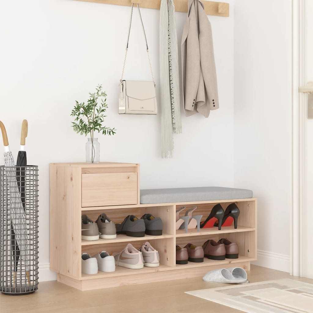 Schuhregal 110X34X61 Cm Massivholz Kiefer
