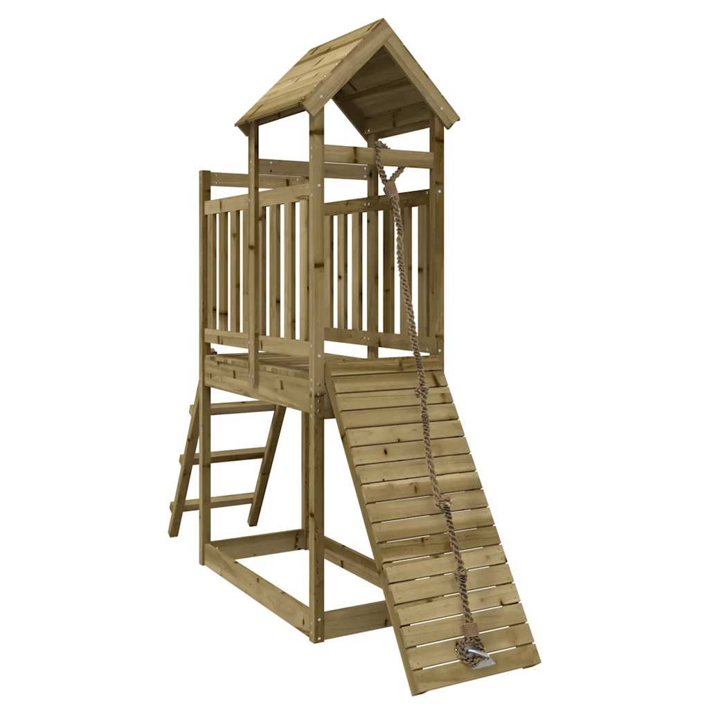 Spielturm Mit Kletterwand Imprägniertes Kiefernholz