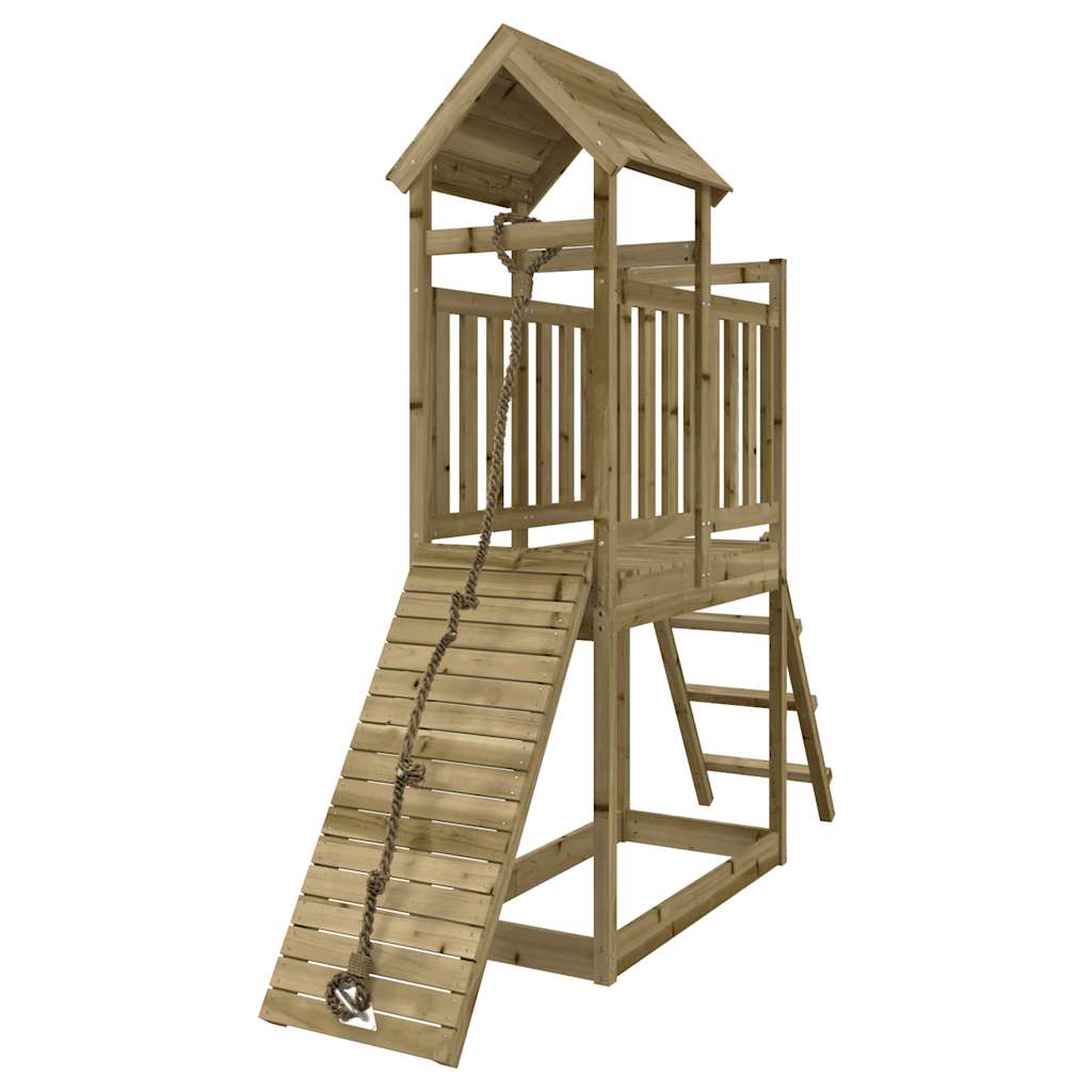 Spielturm Mit Kletterwand Imprägniertes Kiefernholz