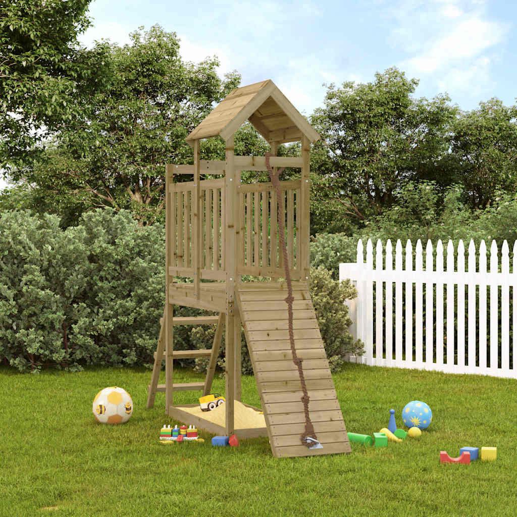 Spielturm Mit Kletterwand Imprägniertes Kiefernholz